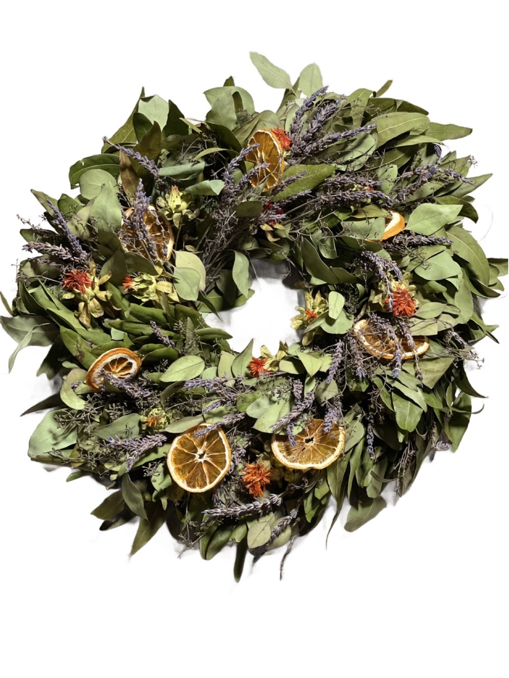 Handcrafted Eucalyptus, Lavender & Dried Citrus Wreath - 18” - Picture 3 of 11